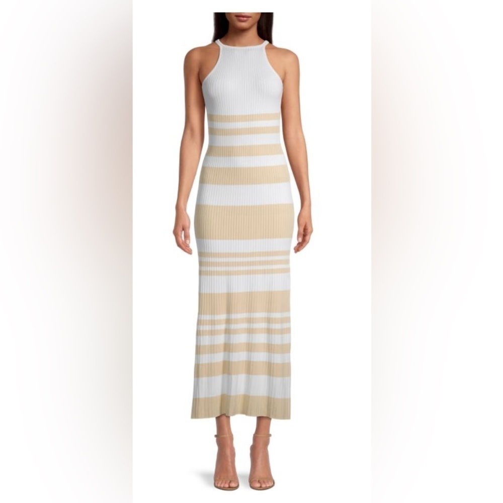 Significant Other Sage Dress in Almond & Cream Stripe Size Aus 6/US 2